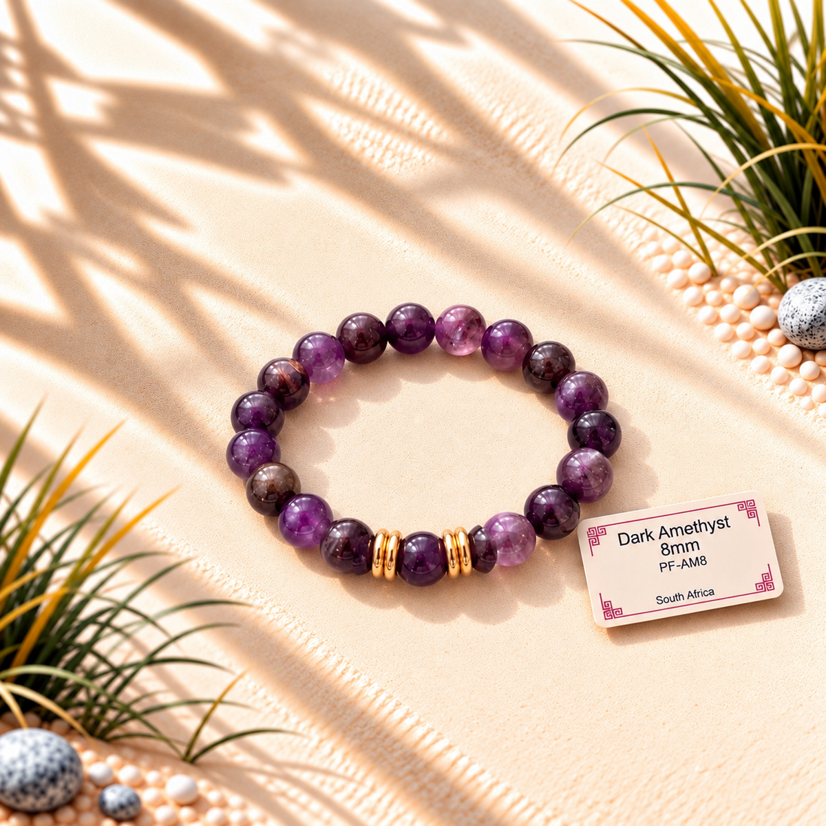 Bracelet en pierres naturelles d'exception - Améthyste Foncée x GOLD