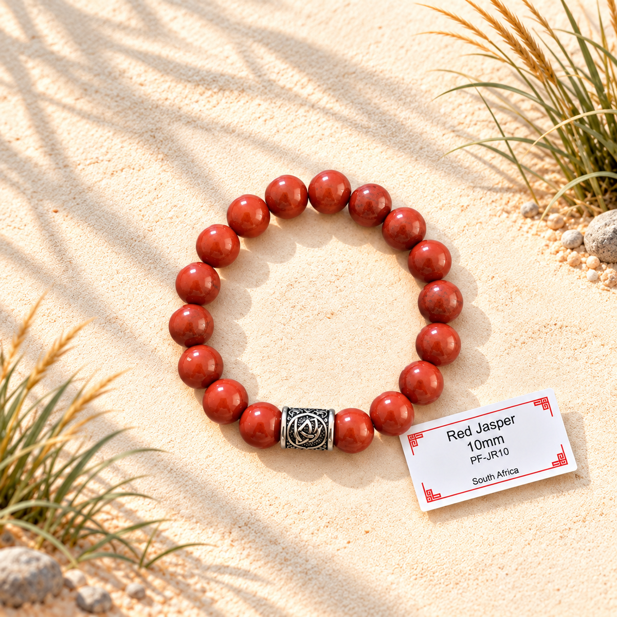 Bracelet en pierres naturelles d'exception - Jaspe Rouge avec Tête de Mort ou Noeud Celtique
