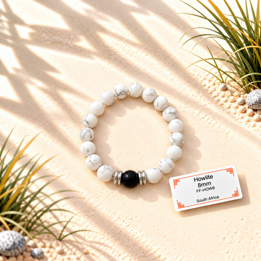 Bracelet en pierres naturelles d'exception - Howlite x Obsidienne dorée