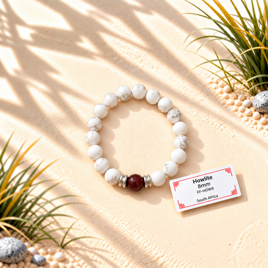 Bracelet en pierres naturelles d'exception - Howlite x Oeil de Taureau