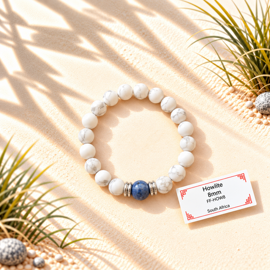 Bracelet en pierres naturelles d'exception - Howlite x Dumortiérite