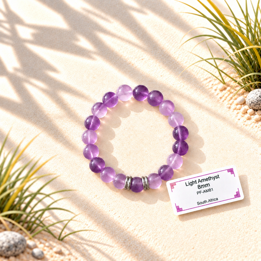 Bracelet en pierres naturelles d'exception - Améthyste Claire
