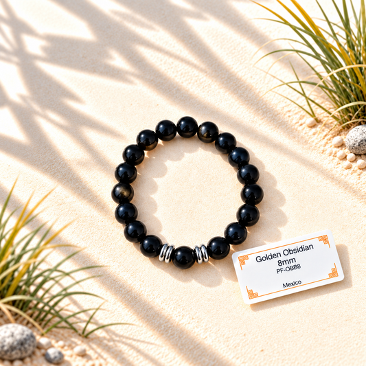 Bracelet en pierres naturelles d'exception - Obsidienne Dorée
