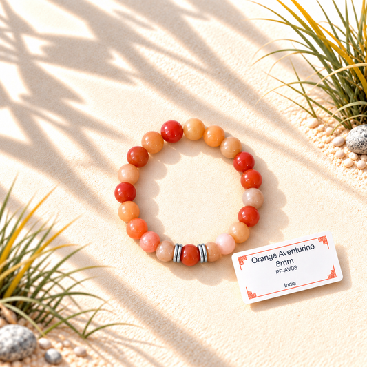 Bracelet en pierres naturelles d'exception - Aventurine Orange