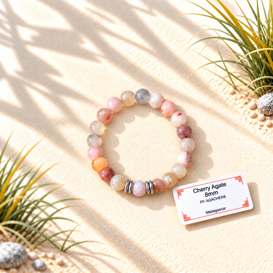 Bracelet en pierres naturelles d'exception - Agate Cerise