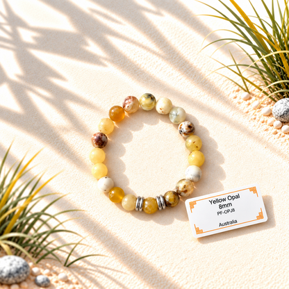 Bracelet en pierres naturelles d'exception - Opale Jaune