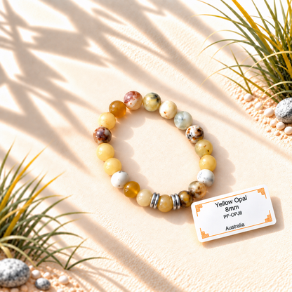 Bracelet en pierres naturelles d'exception - Opale Jaune